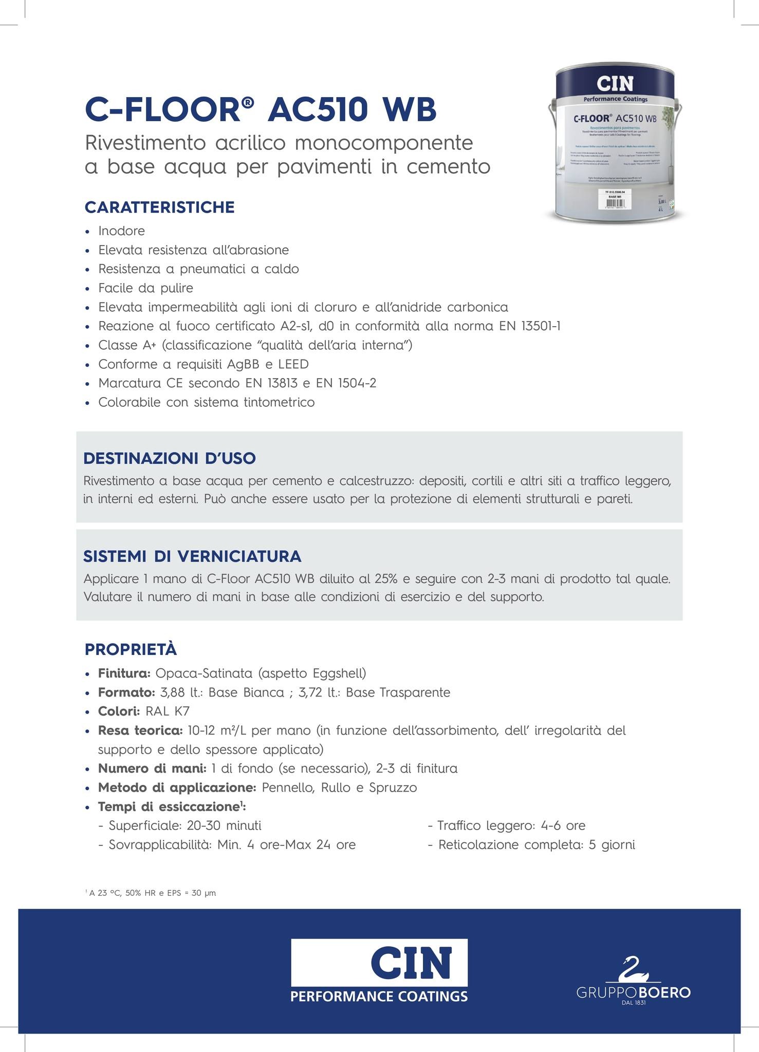 C-FLOOR rivestimento acrilico monocomponente a base acqua per pavimenti in cemento